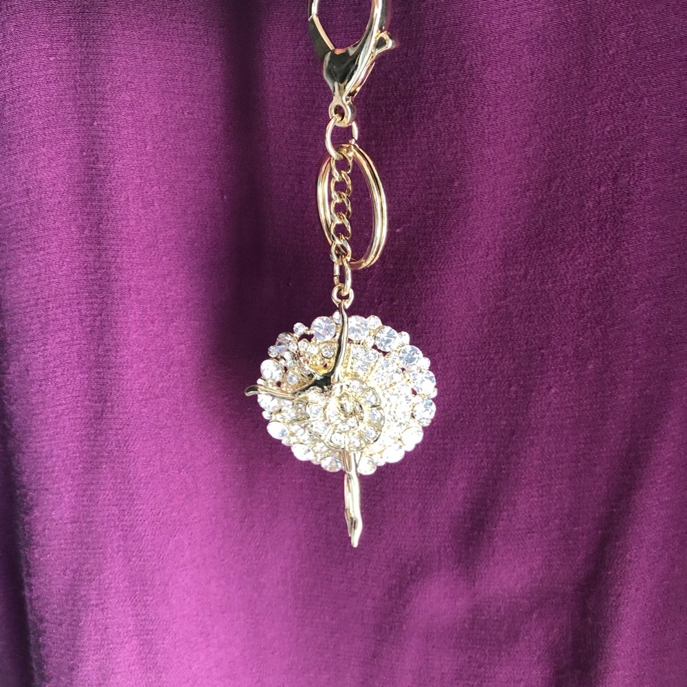 Ballerina Gold Tone Keychain